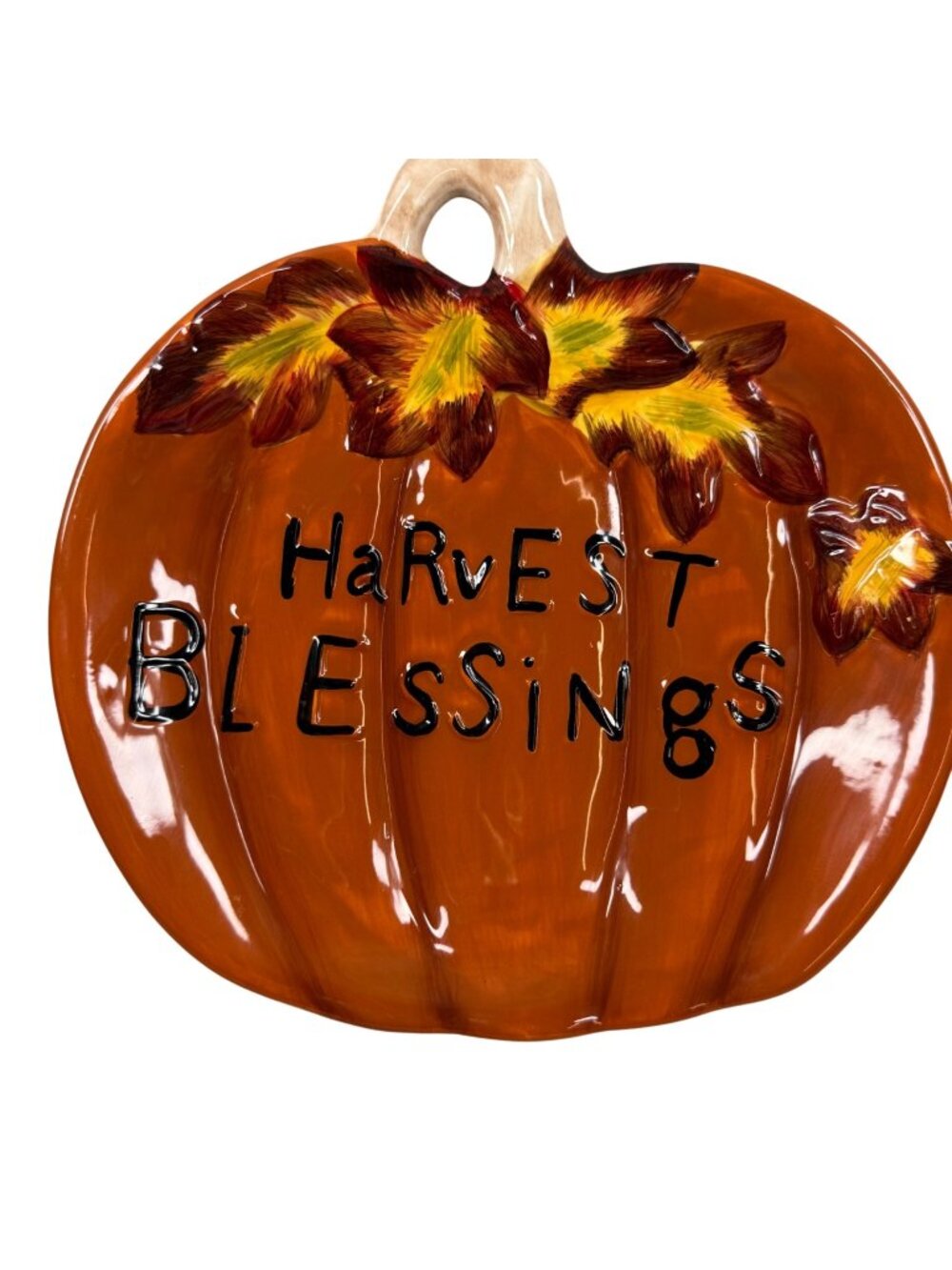 Harvest Blessings Decorative Ceramic Pumpkin Wall Hanging Dish Decor Trinket